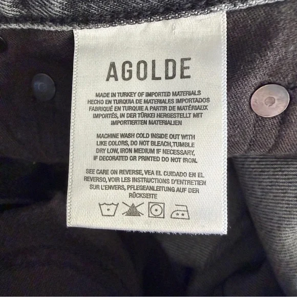 AGOLDE 90s Pinch Waist Cropped High Rise Straight Leg Jeans Washed Black Size 27 - Picture 10 of 11